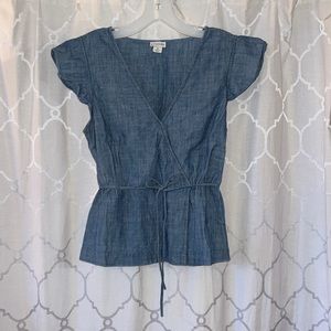 J. Crew Denim Wrap Blouse